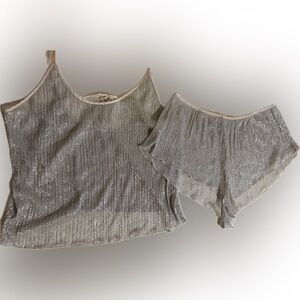 NWOT • Victoria’s Secret • Gold Shimmer Cami & Short Set • Size XL
